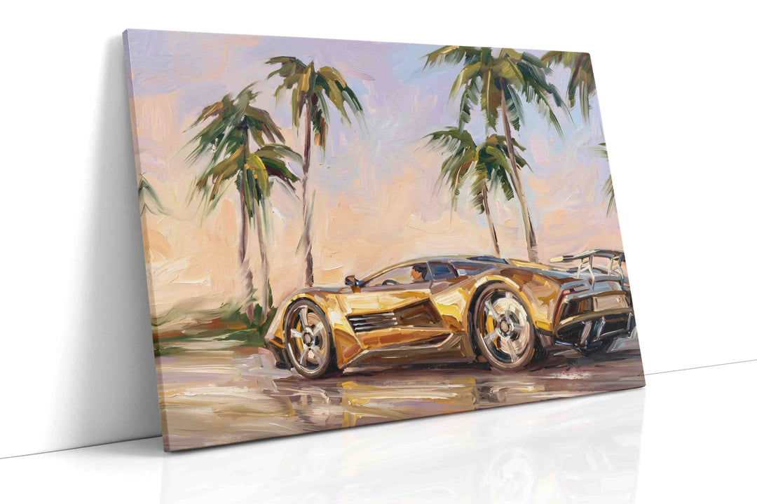 Golden Dreams on Palm Avenue - Canvas Wall Art