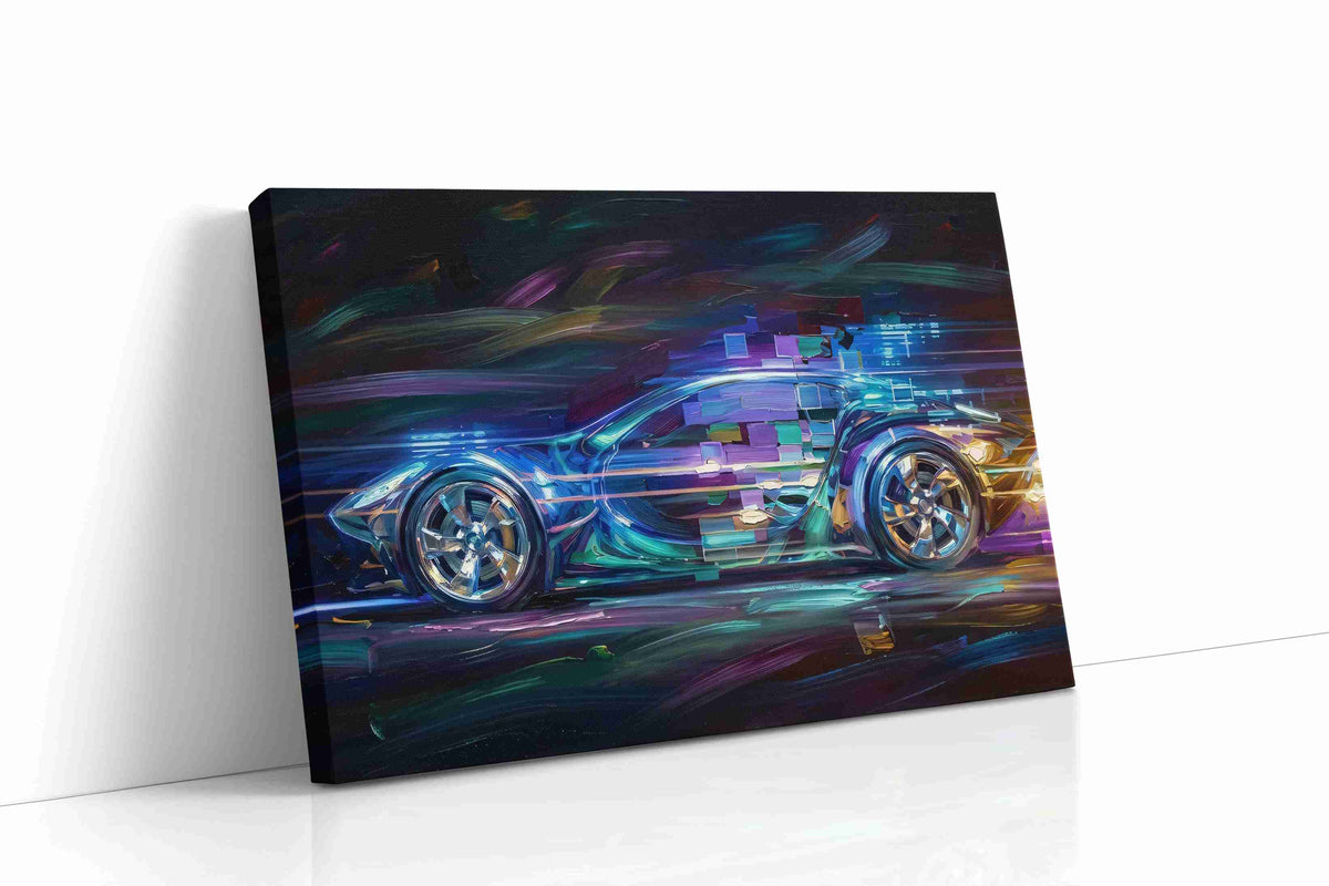 Velocity of Light automobile canvas print gallery-wrapped landscape canvas studio shot