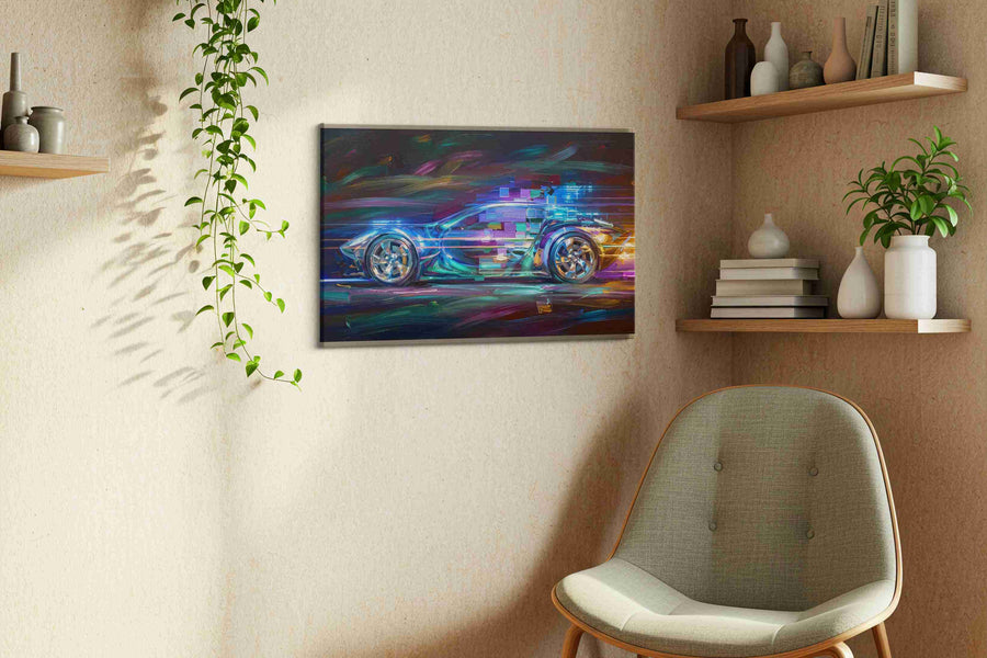 Velocity of Light automobile canvas print in a living room scene