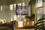 Velocity of Neon Dreams automobile canvas print in a hung canvas mockup