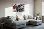 Vintage Drive Harmony automobile canvas print in a living room scene