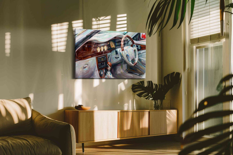 Vintage Drive Harmony automobile canvas print, on wall, lifestyle preview