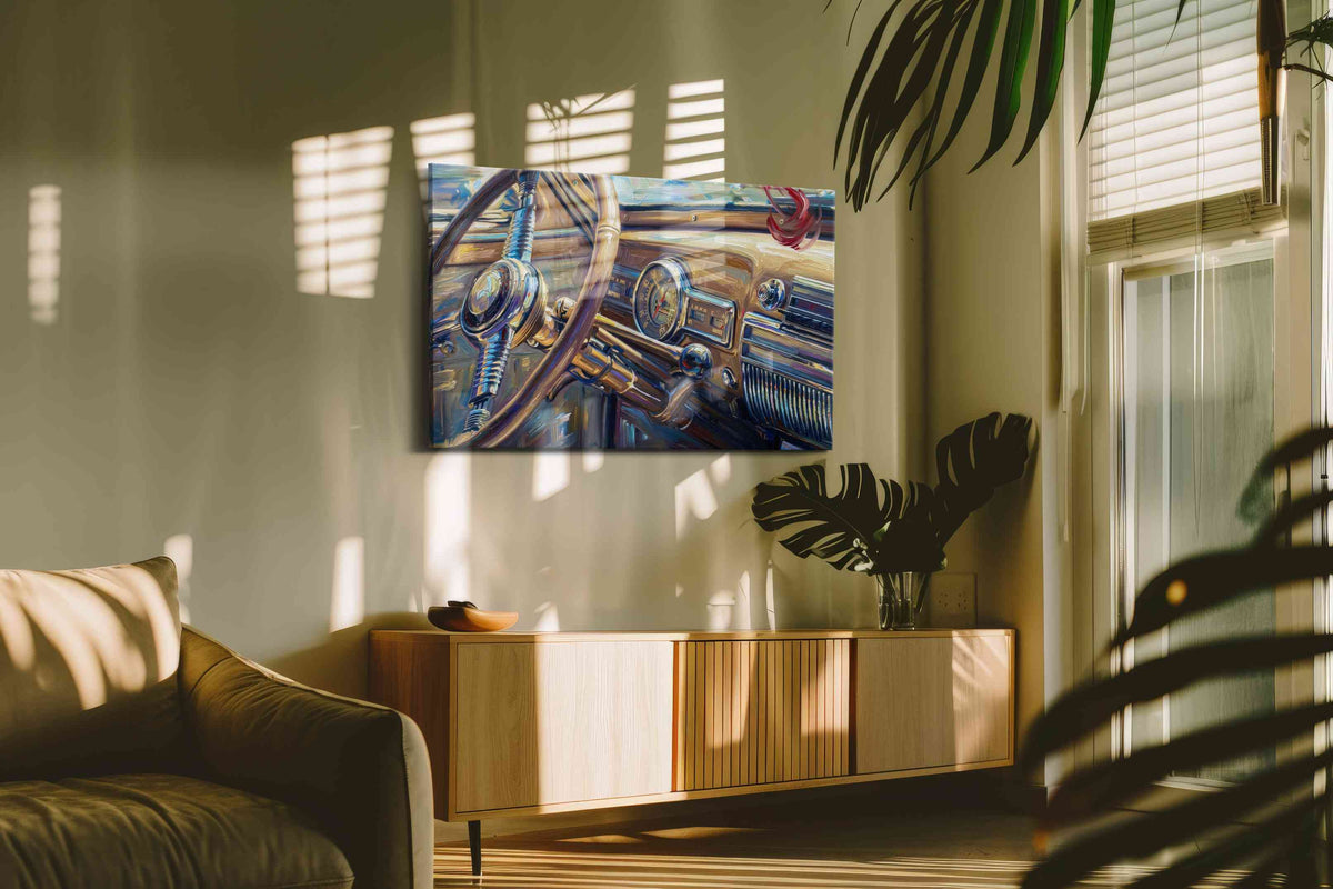 Vintage Drive Symphony automobile canvas print, on wall, lifestyle preview