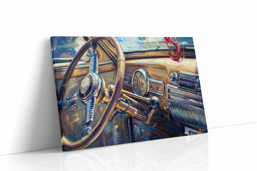 Vintage Drive Symphony automobile canvas print gallery-wrapped landscape canvas studio shot