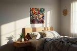 Whispers of Autumn Canopy nature canvas print, displayed in a bedroom
