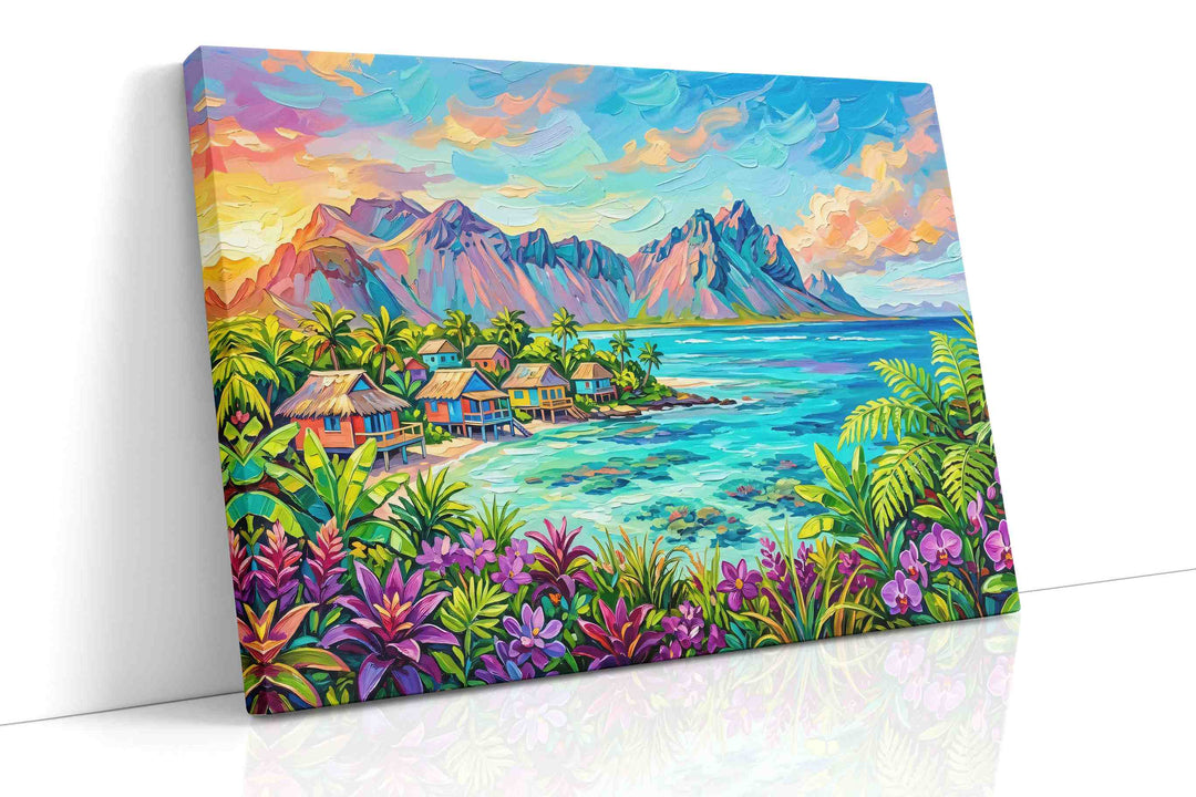 Vibrant Island Reverie - Nature, Nature Wall Art, Scenic Canvas Print, Natural Landscape Art