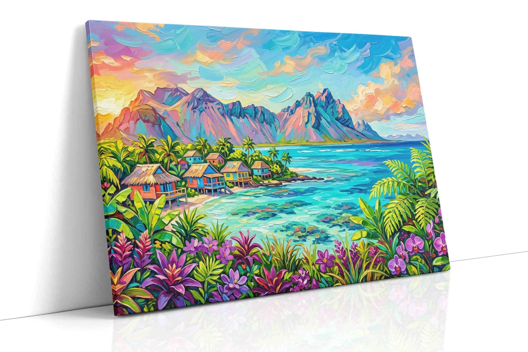Vibrant Island Reverie nature canvas print, gallery-wrapped, ready to hang