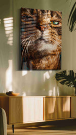 Enigmatic Feline Gaze cats canvas print, on wall, lifestyle preview