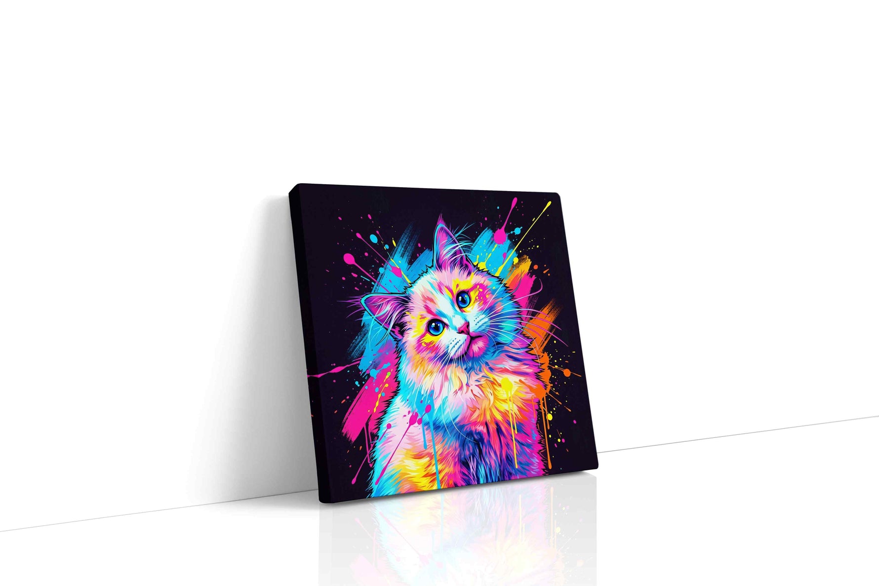 Prismatic Feline Dreamscape cats canvas print gallery-wrapped square canvas studio shot