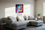 Prismatic Feline Dreamscape cats canvas print, displayed in a living room