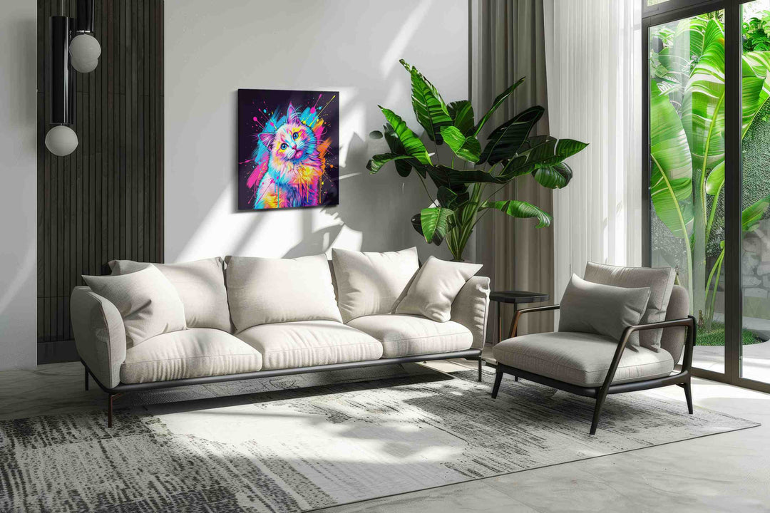 Prismatic Feline Dreamscape - Cat Wall Art, Cat Canvas Print, Cat Lover Gift