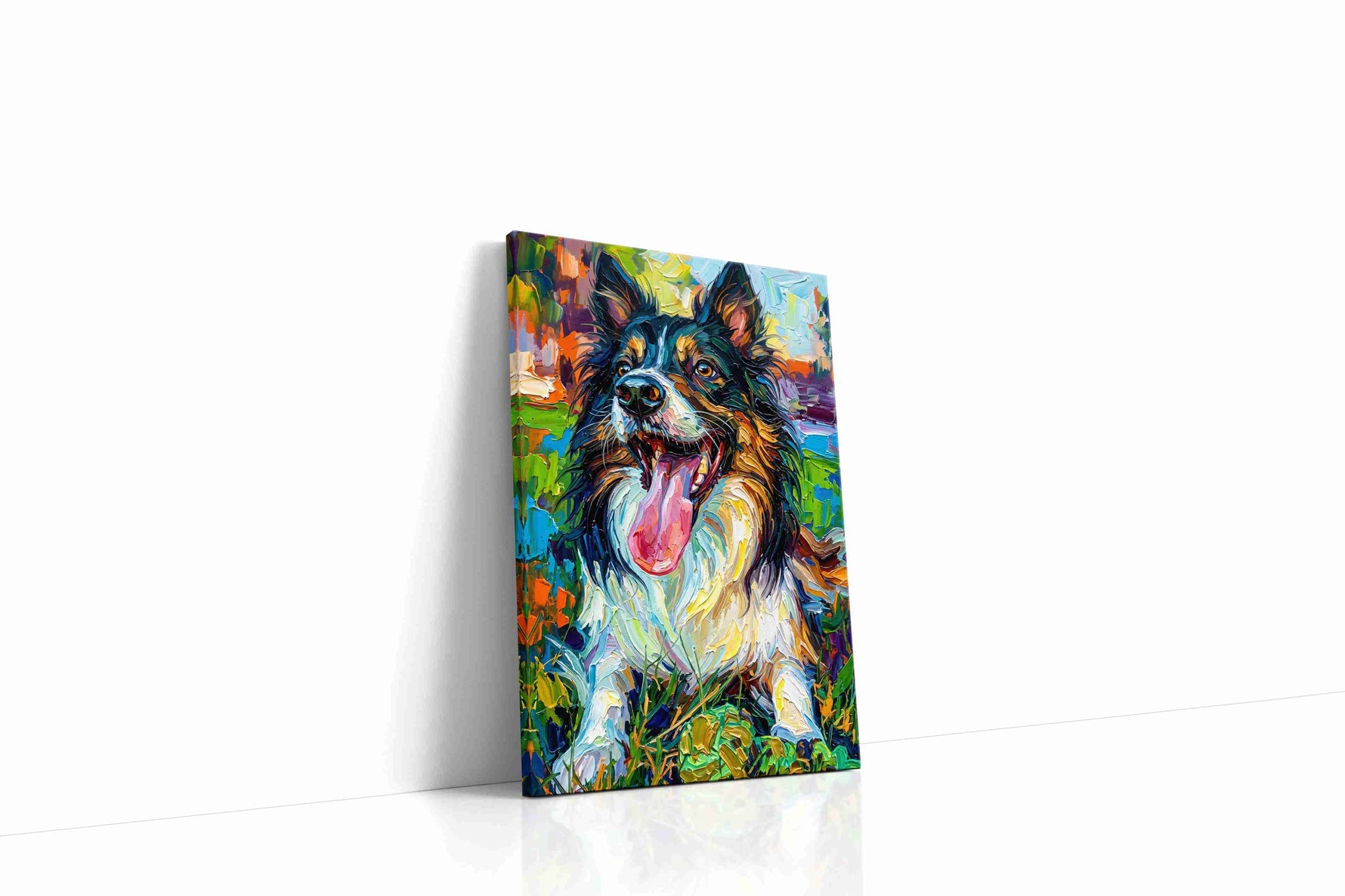 Colorful Canine Bliss dogs canvas print gallery-wrapped portrait canvas studio shot