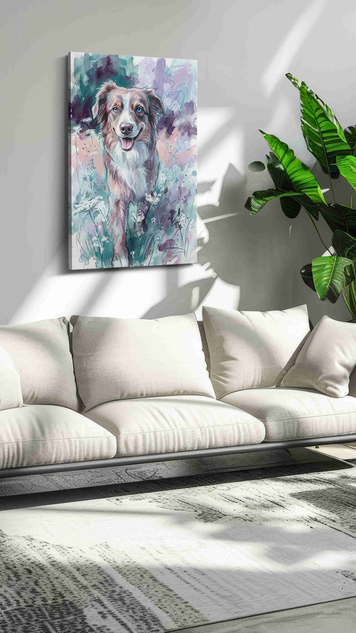 Ethereal Canine Dreamscape dogs canvas print, on wall, lifestyle preview