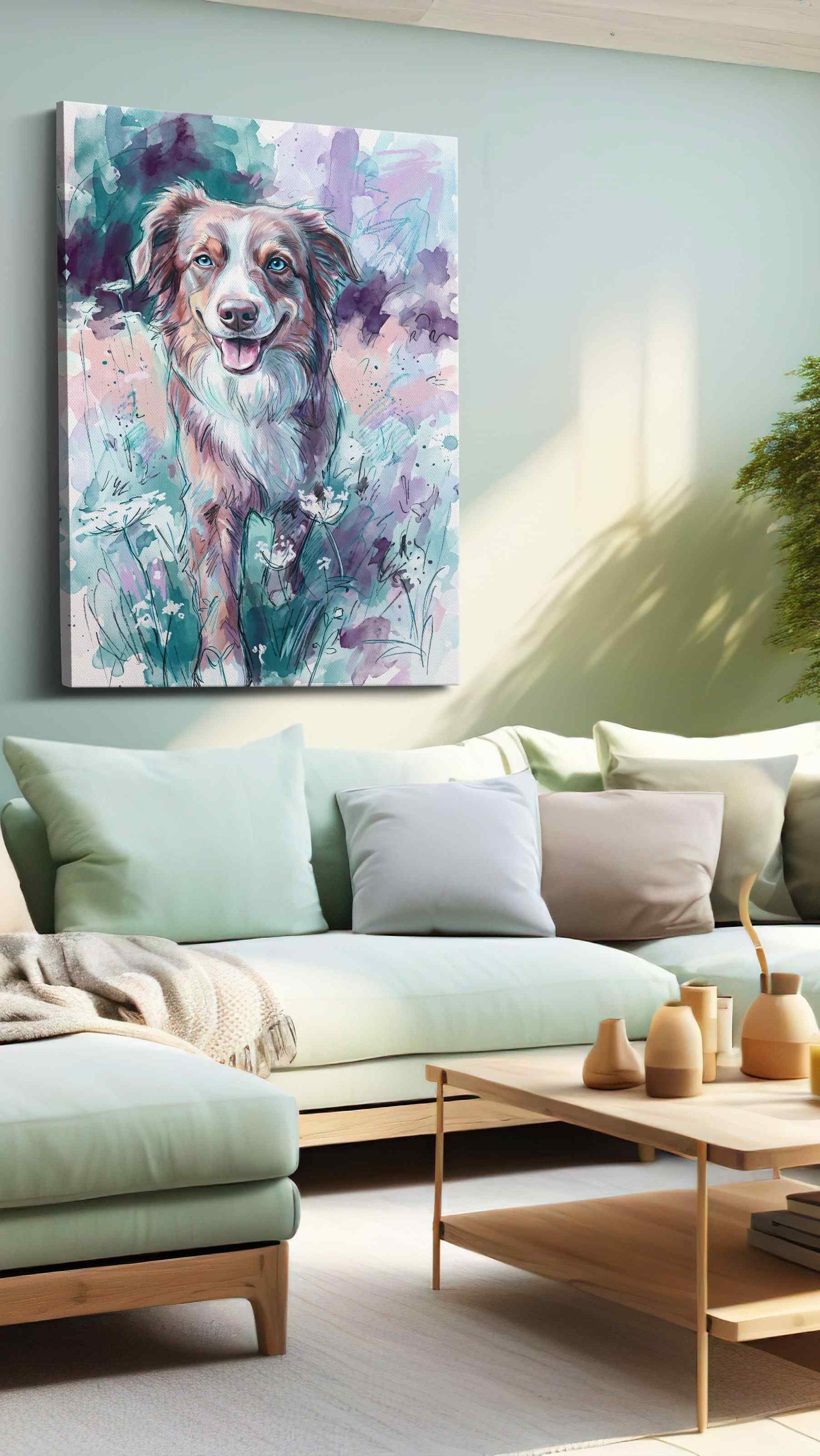 Ethereal Canine Dreamscape dogs canvas print, hanging on wall