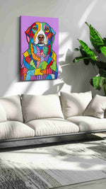 Vibrant Canine Kaleidoscope dogs canvas print, hanging on wall