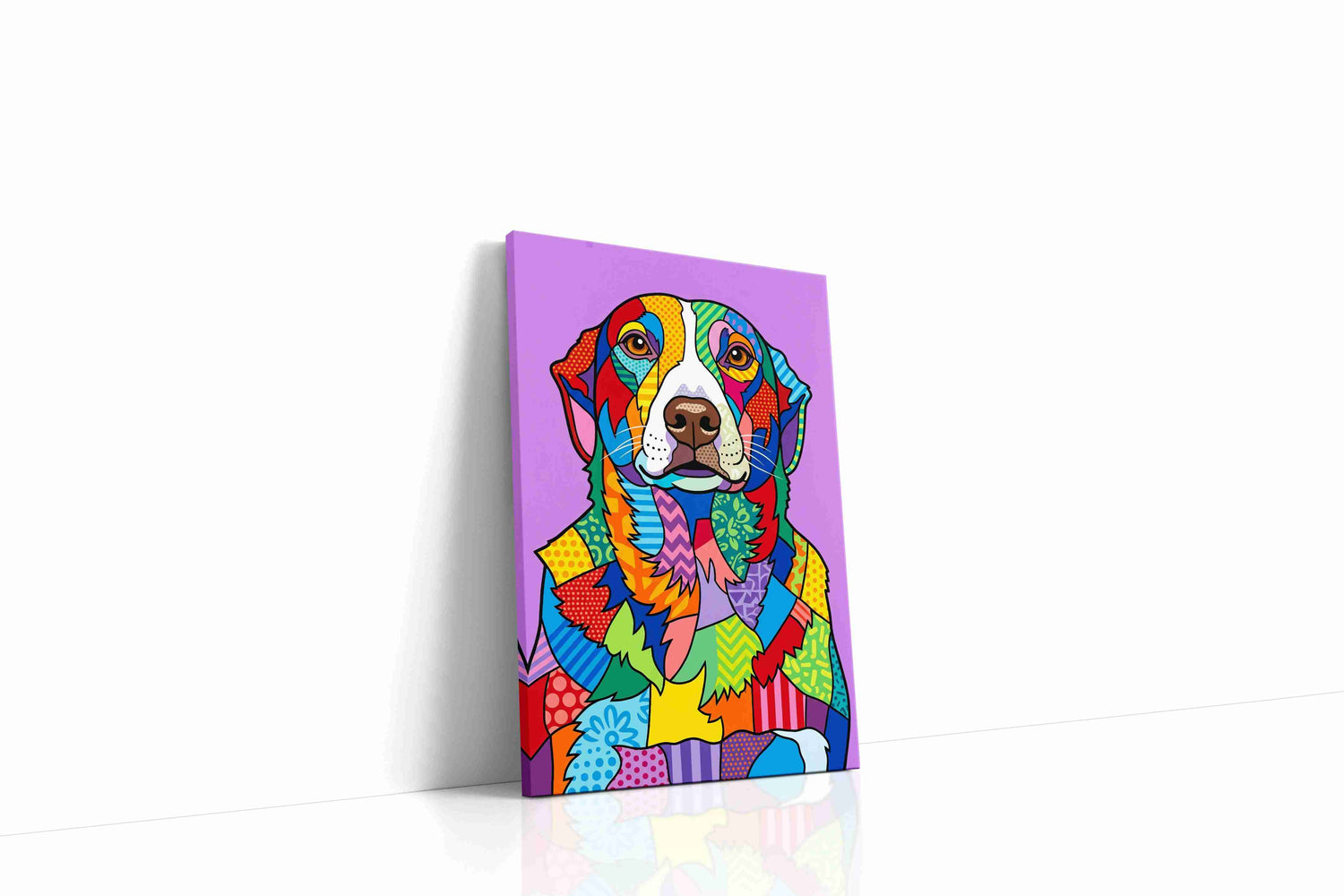 Vibrant Canine Kaleidoscope dogs canvas print, gallery-wrapped, ready to hang