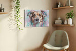 Whimsical Canine Gaze dogs canvas print, displayed in a living room