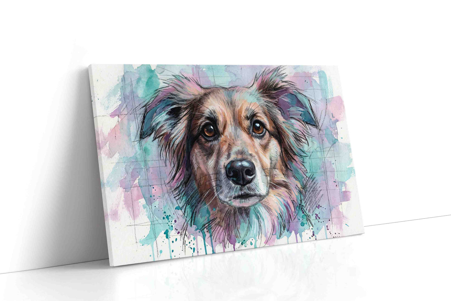 Whimsical Canine Gaze dogs canvas print, gallery-wrapped, ready to hang
