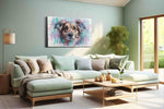 Whimsical Canine Gaze dogs canvas print, hanging on wall
