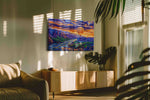 Journey through the Vivid Sky nature canvas print, hanging on wall — in a hung canvas mockup