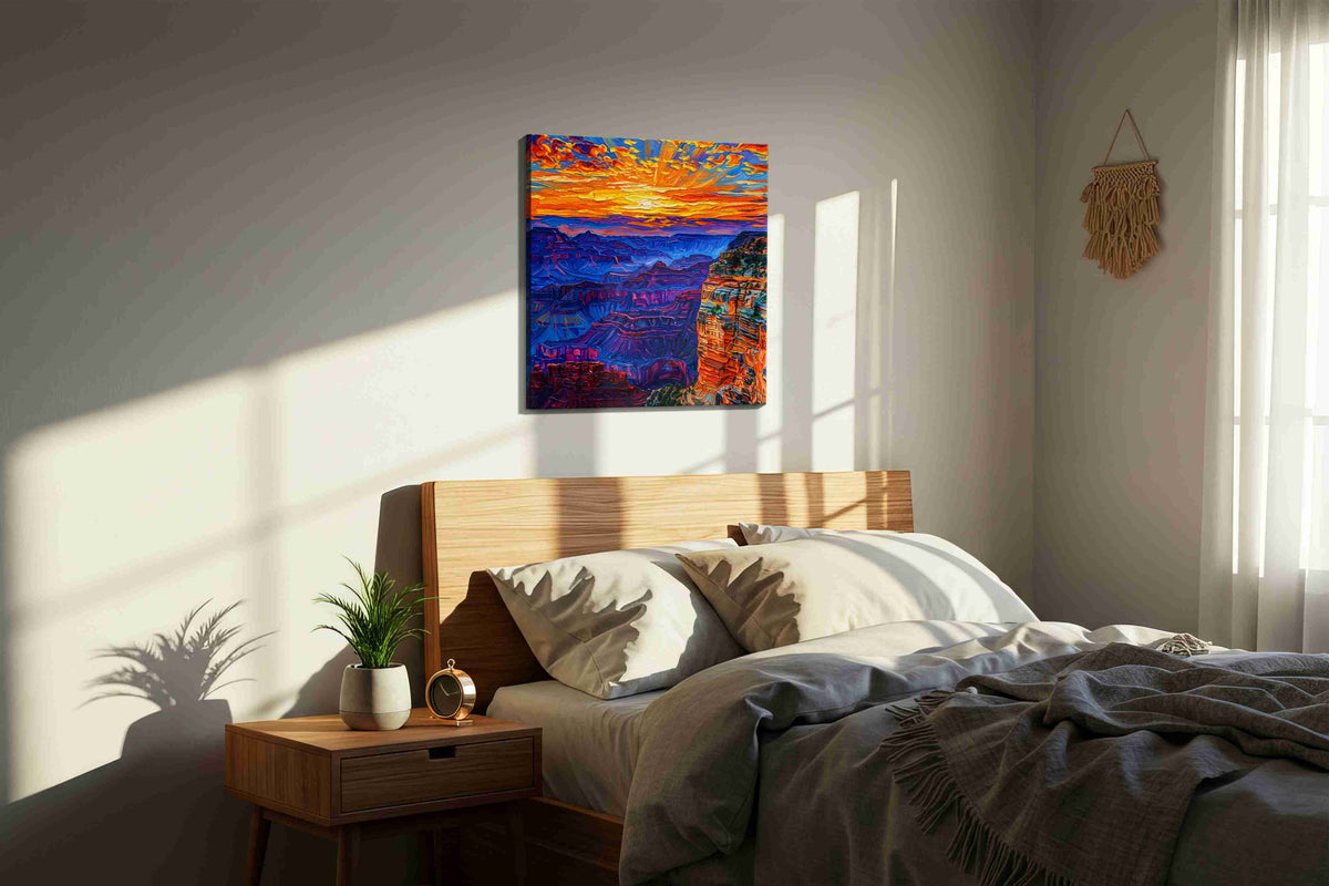 Eternal Canyon Symphony nature canvas print, displayed in a bedroom