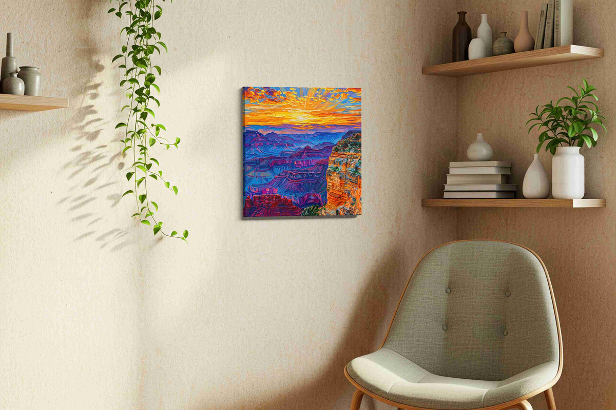 Eternal Canyon Symphony nature canvas print, displayed in a living room