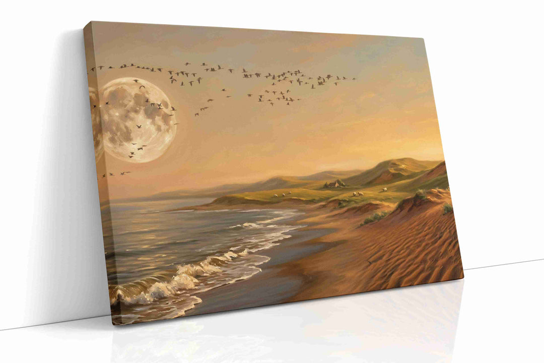Moonlit Serenity Over Dunes - Nature, Nature Wall Art, Scenic Canvas Print, Natural Landscape Art