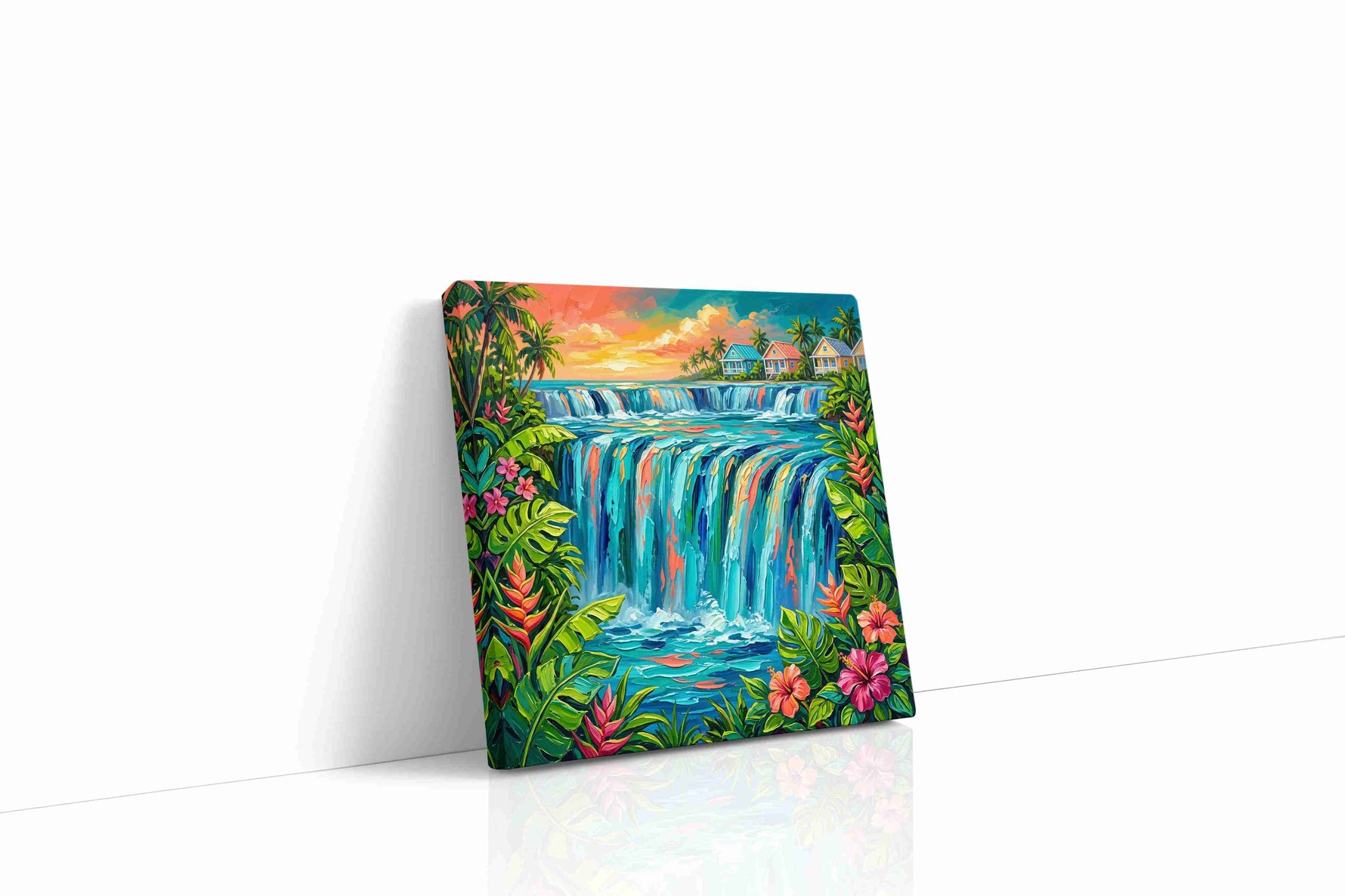 Tropical Cascade Bliss nature canvas print gallery-wrapped square canvas studio shot