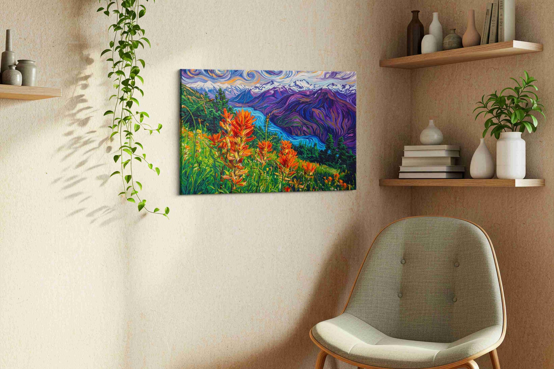 Whirlwind Peaks of Vibrance nature canvas print, hanging on wall — view 2