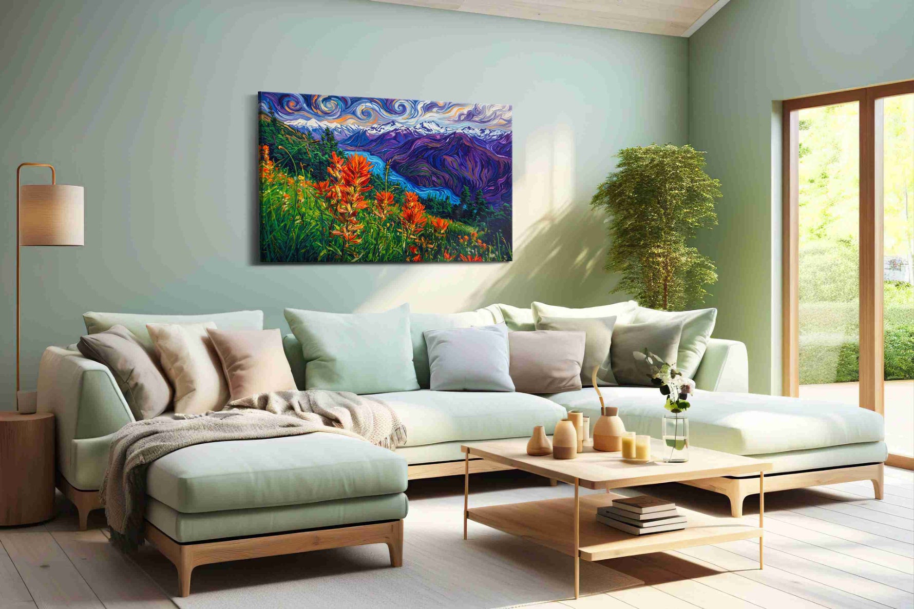 Whirlwind Peaks of Vibrance nature canvas print, hanging on wall