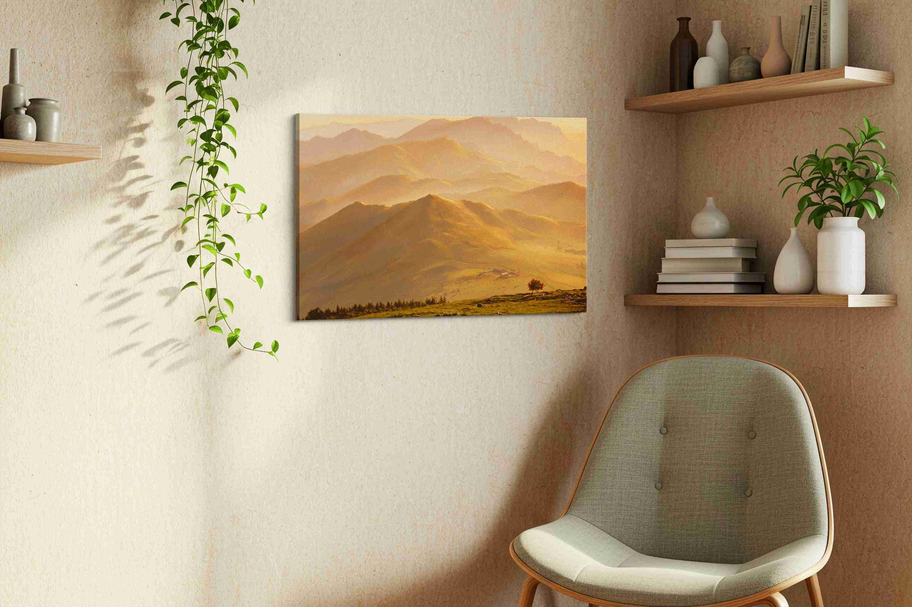 Whispers of the Golden Dawn nature canvas print, hanging on wall — view 2