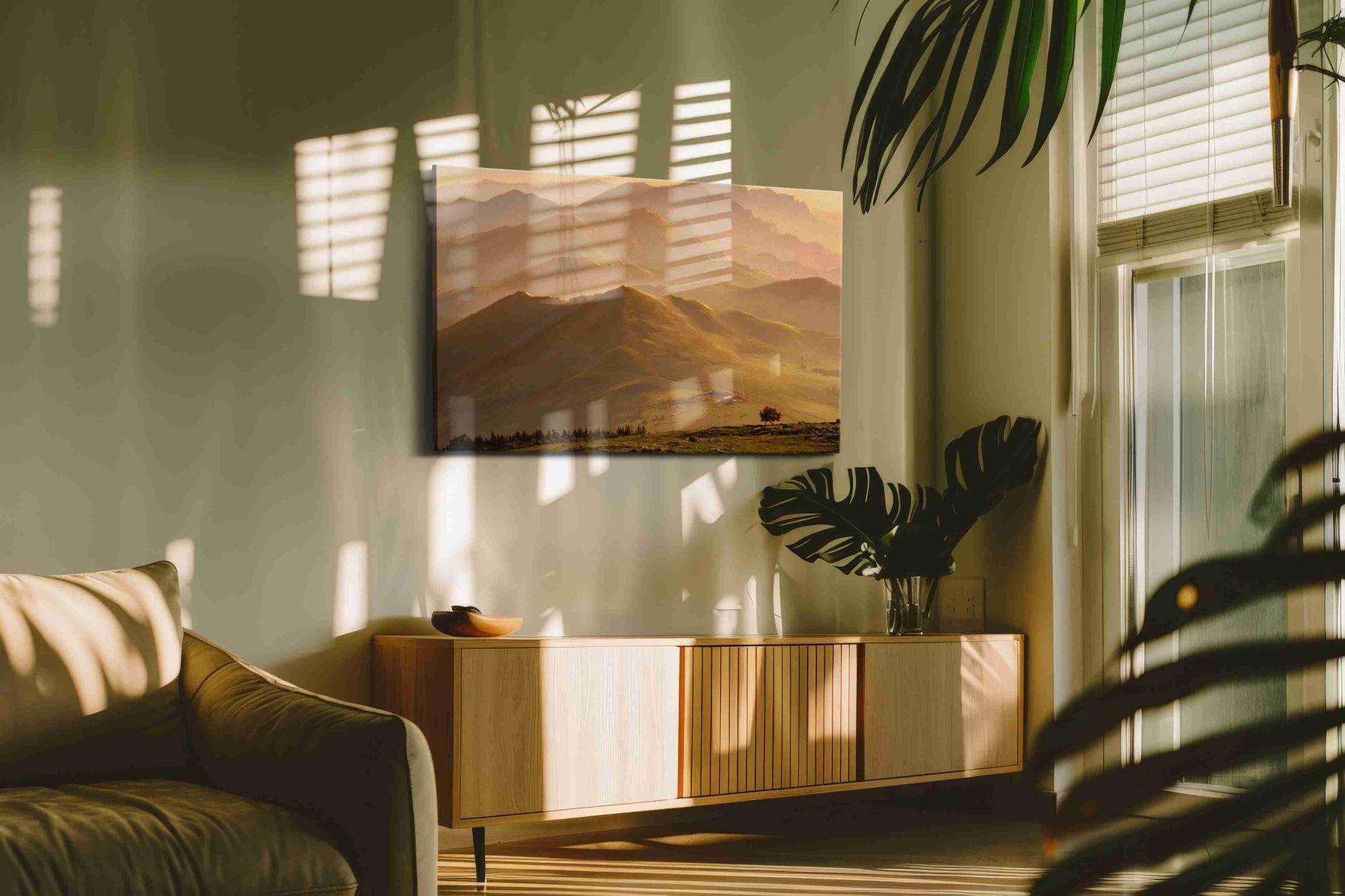 Whispers of the Golden Dawn nature canvas print, hanging on wall