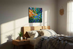 Whirlwind Canopy nature canvas print, displayed in a bedroom