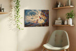 Climbing the Whirlwind sports canvas print, displayed in a living room