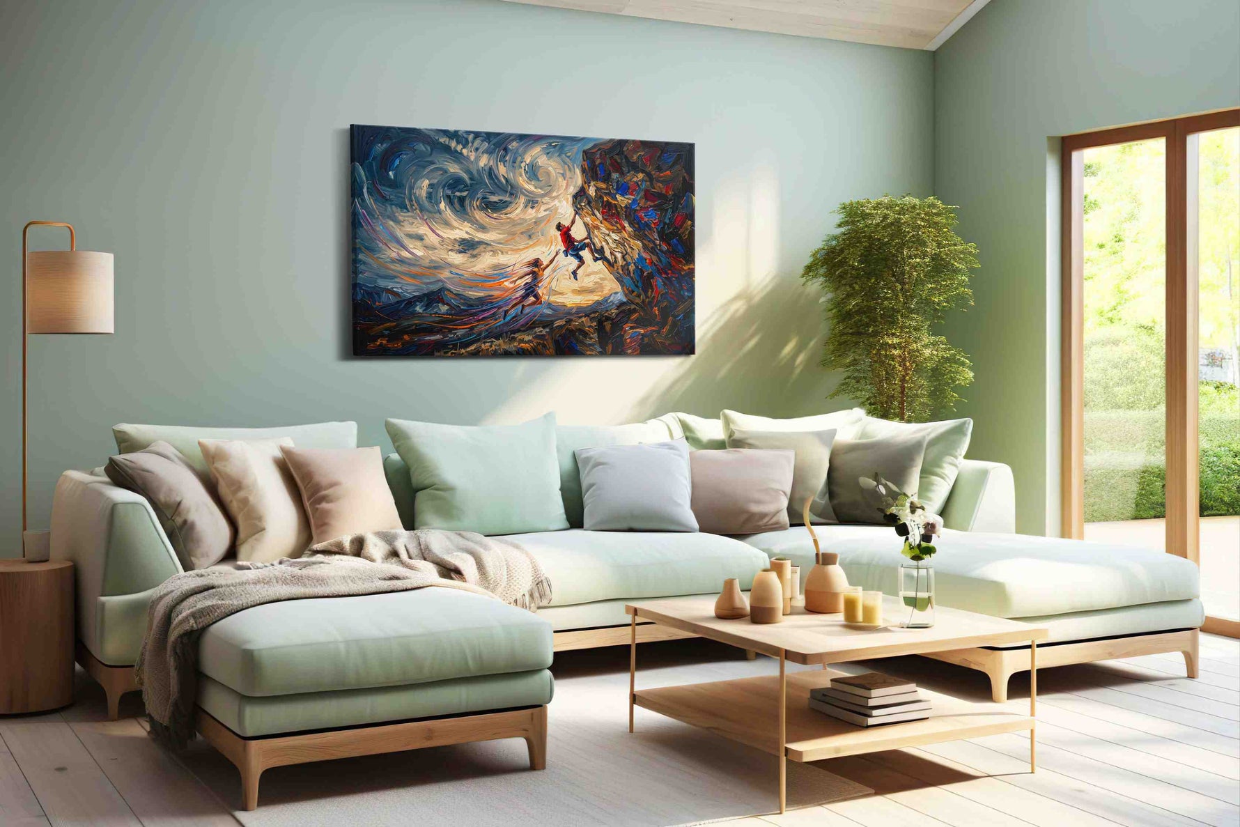 Climbing the Whirlwind sports canvas print, hanging on wall