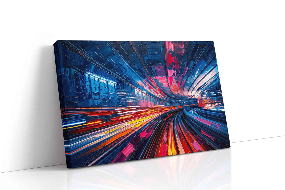 Vibrant Urban Rhythm abstract canvas print, gallery-wrapped, ready to hang