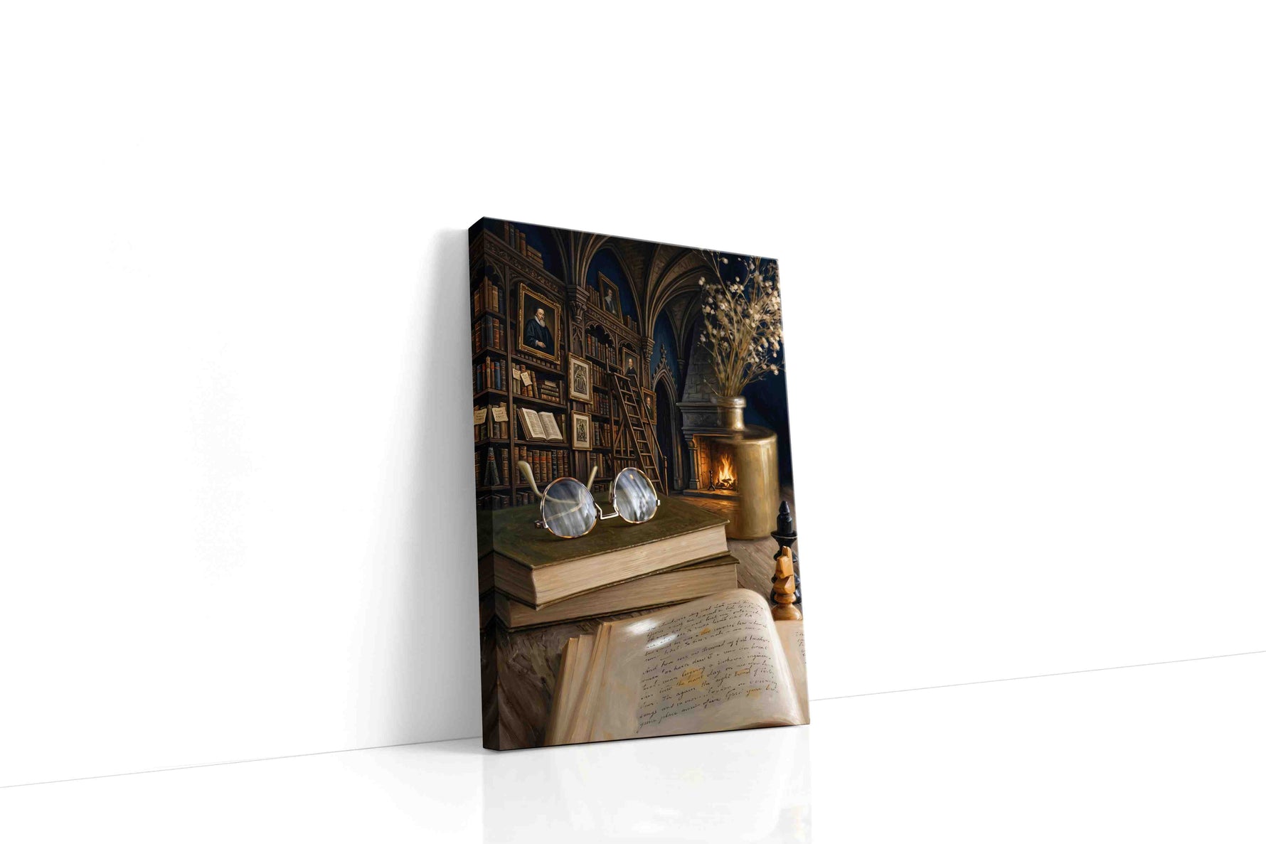 Whispering Pages of History darkacademia canvas print gallery-wrapped portrait canvas studio shot