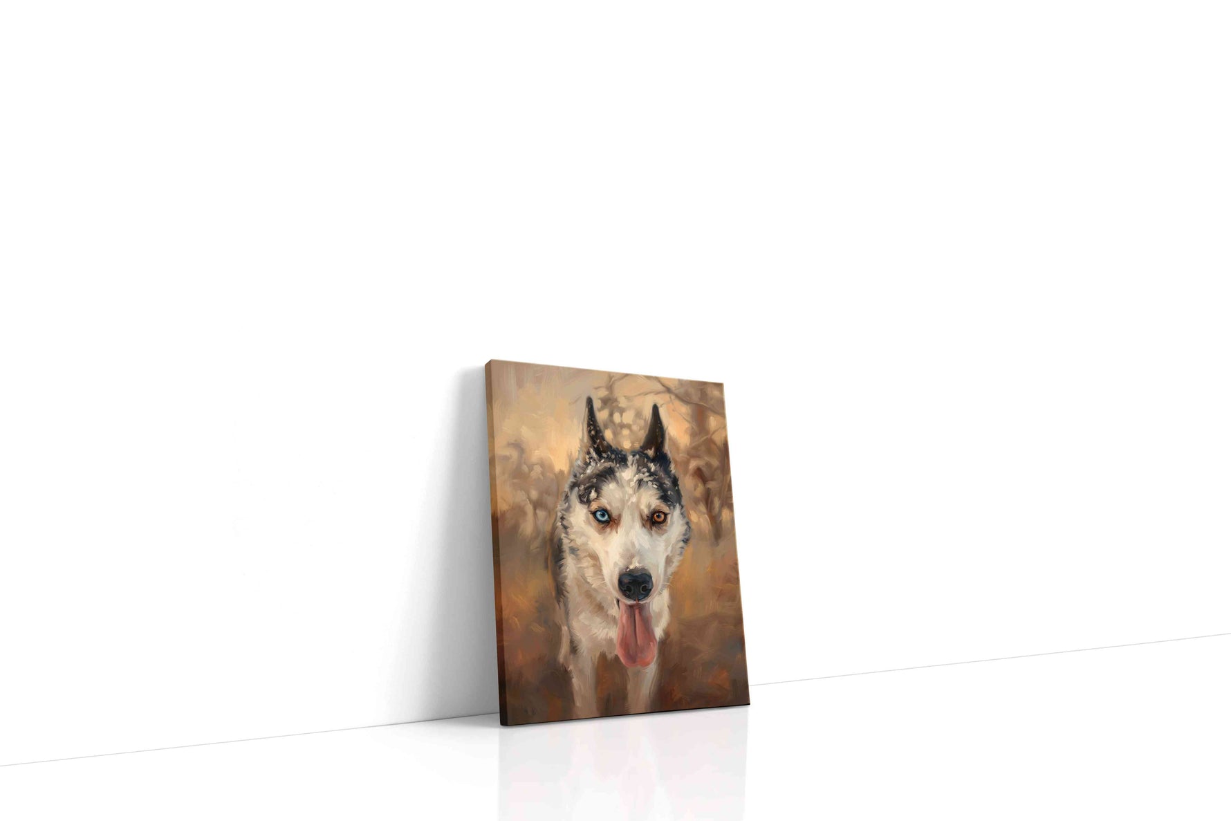 Eternal Gaze of the Arctic wolf canvas print gallery-wrapped portrait canvas studio shot