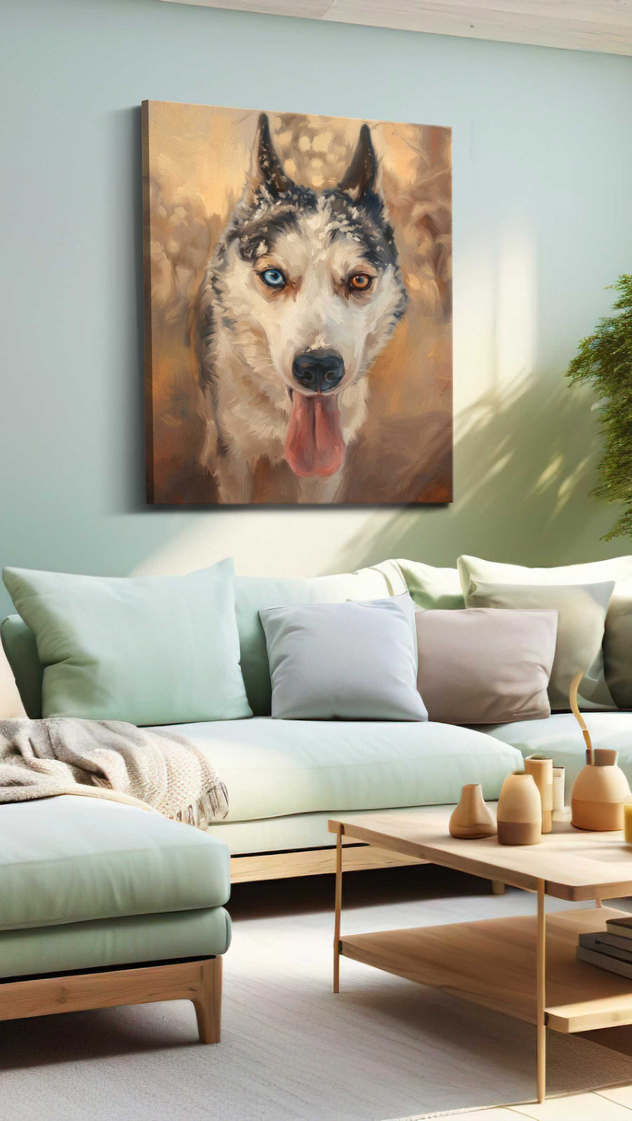 Eternal Gaze of the Arctic wolf canvas print, hanging on wall