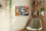 Chromatic Canyon Whirl landscape canvas print, displayed in a living room