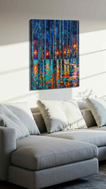 Whispering Reflections abstract canvas print, displayed in a living room