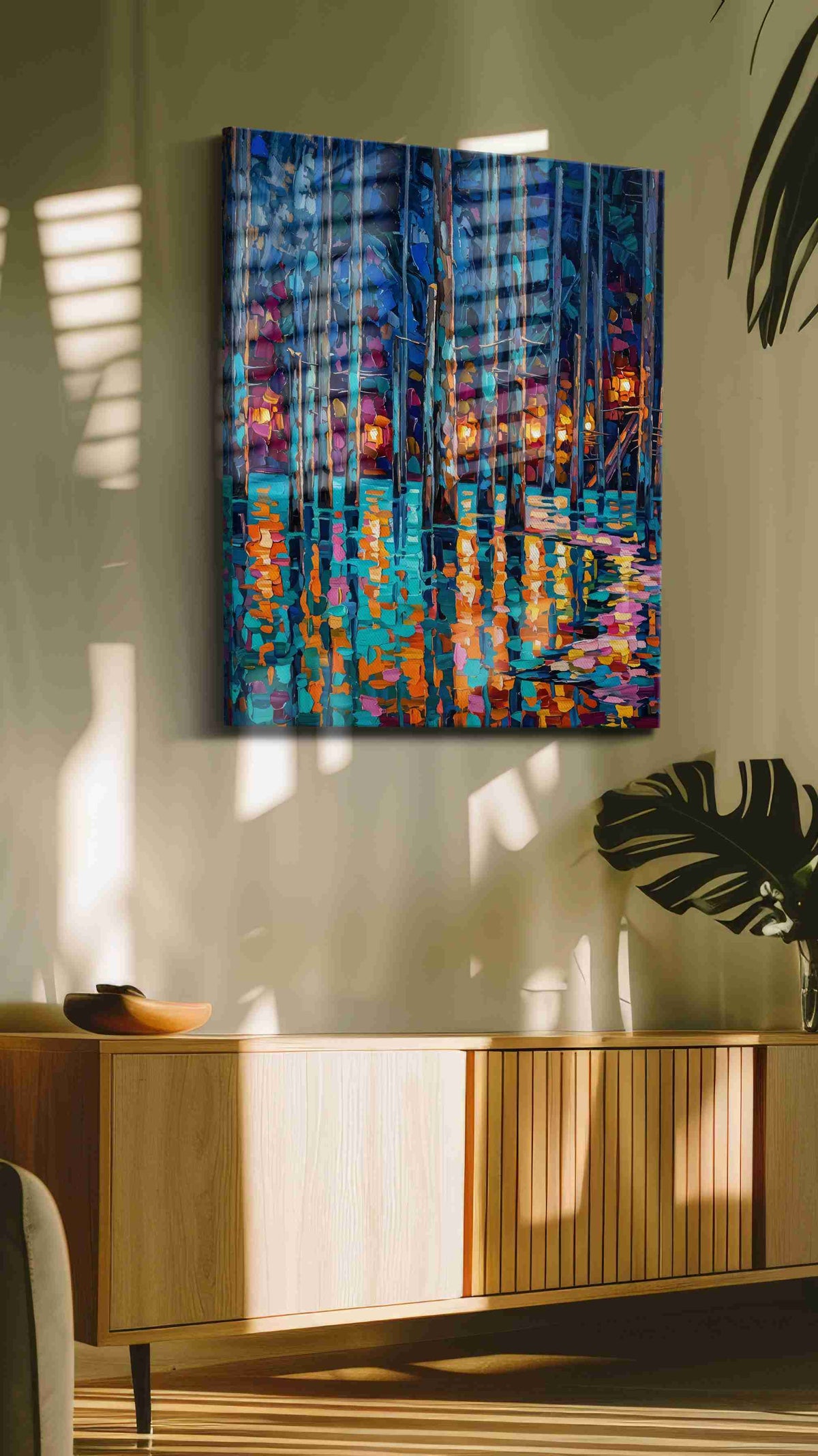 Whispering Reflections abstract canvas print, on wall, lifestyle preview