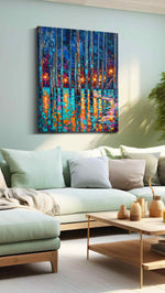 Whispering Reflections abstract canvas print, hanging on wall