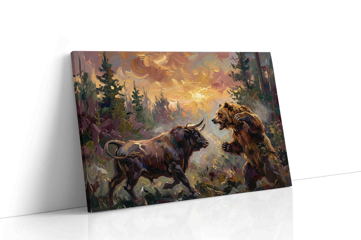 Clash of Titans at Dusk bears canvas print, gallery-wrapped, ready to hang