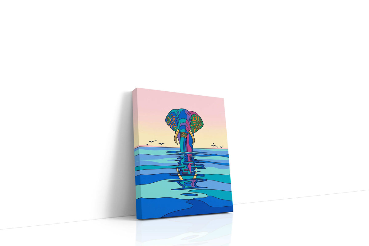 Elephant Echoes at Dusk animals canvas print, gallery-wrapped, ready to hang