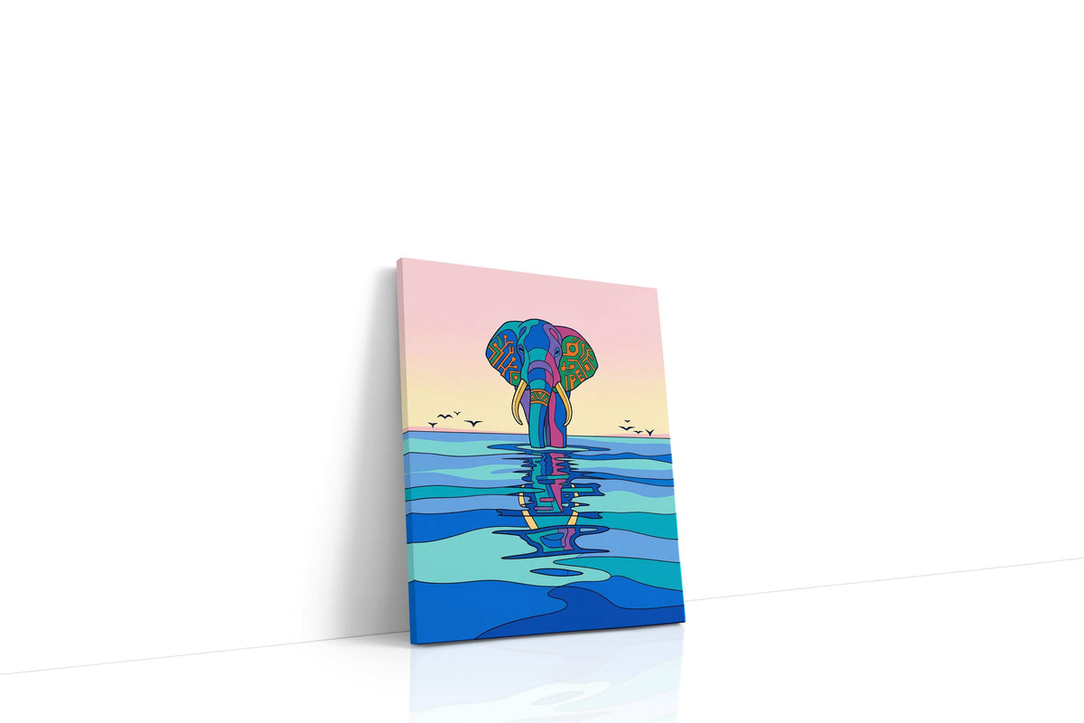 Elephant Echoes at Dusk animals canvas print gallery-wrapped portrait canvas studio shot
