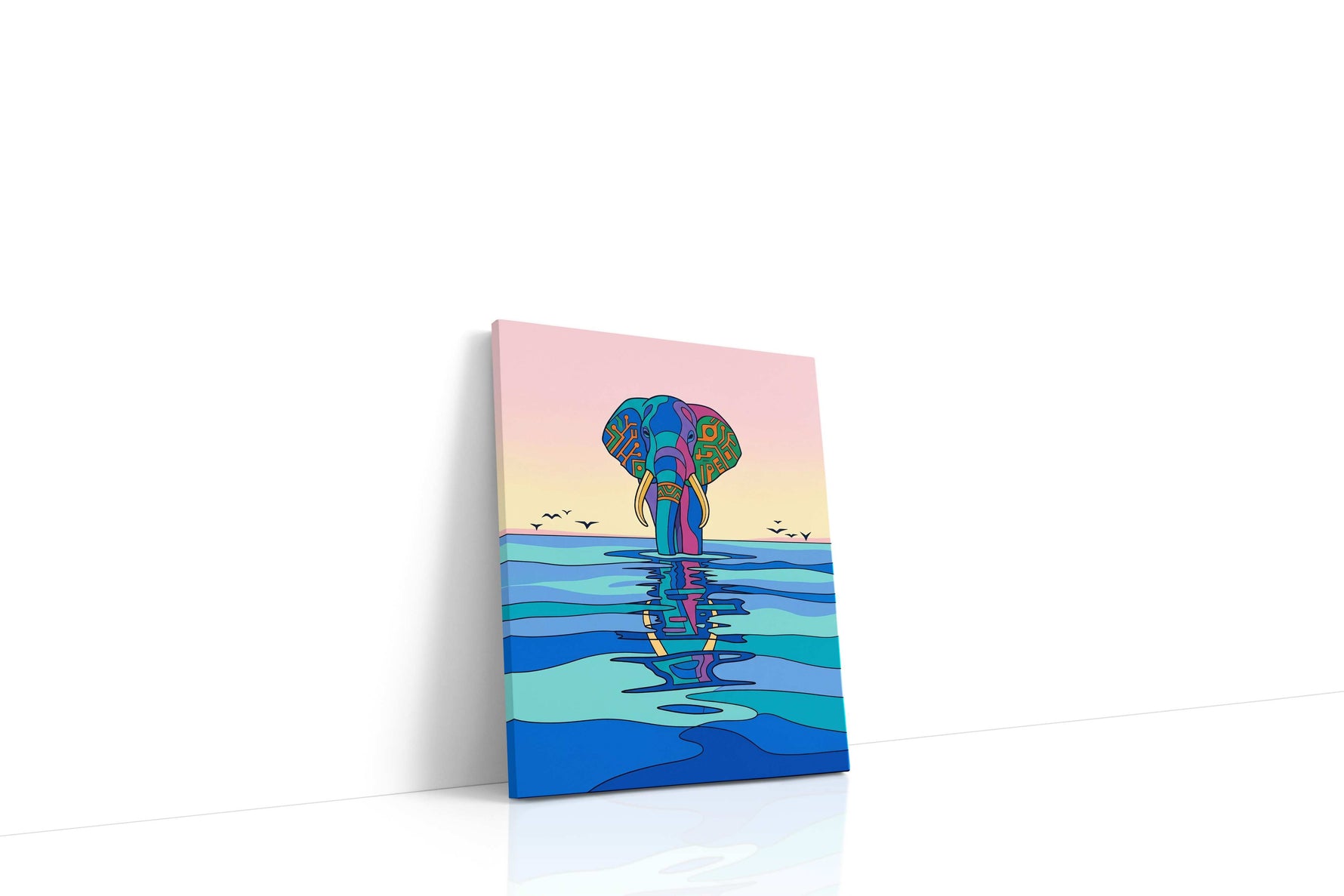 Elephant Echoes at Dusk animals canvas print gallery-wrapped portrait canvas studio shot