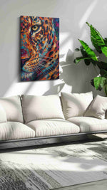 Fierce Palette animals canvas print in a modern interior mockup