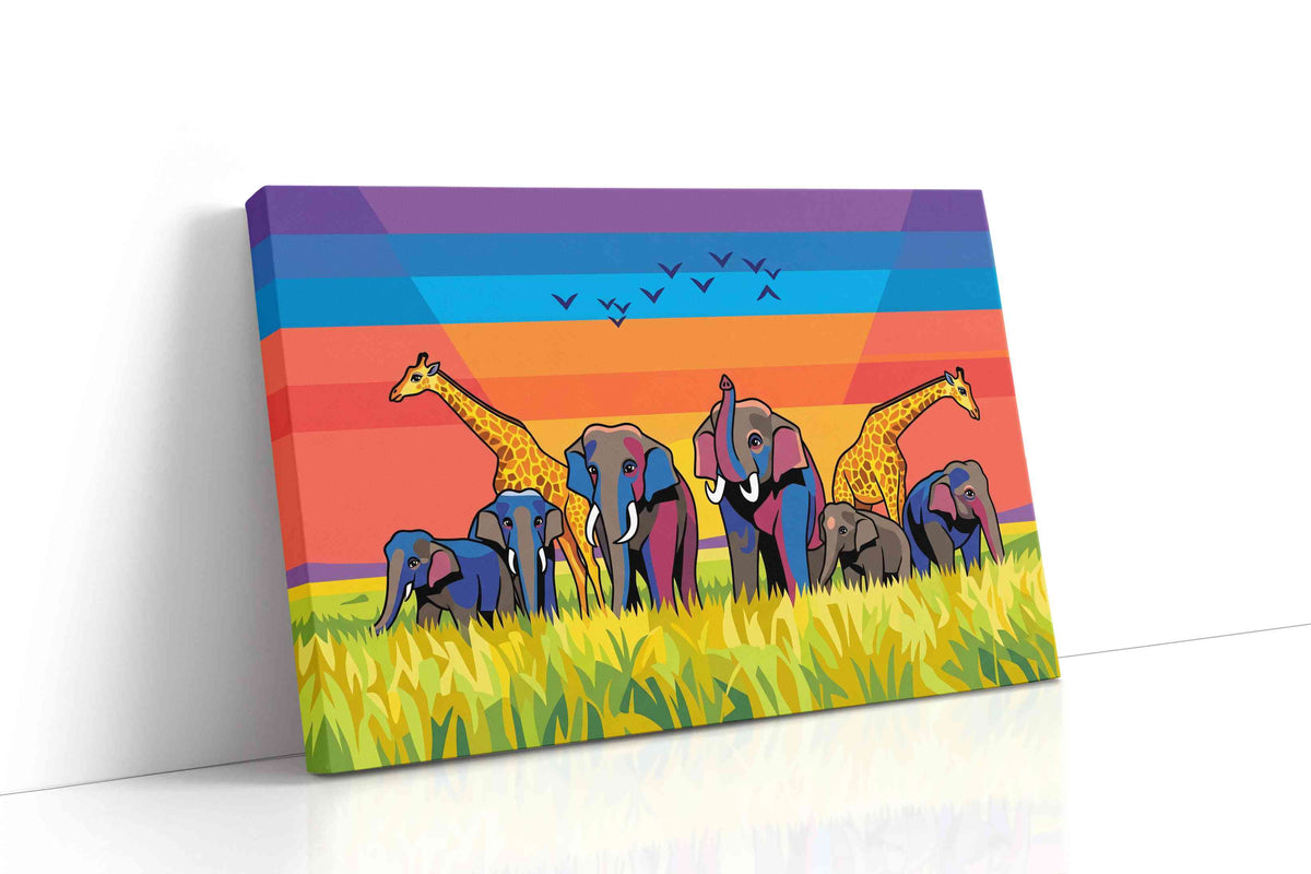 Serengeti Symphony animals canvas print, gallery-wrapped, ready to hang