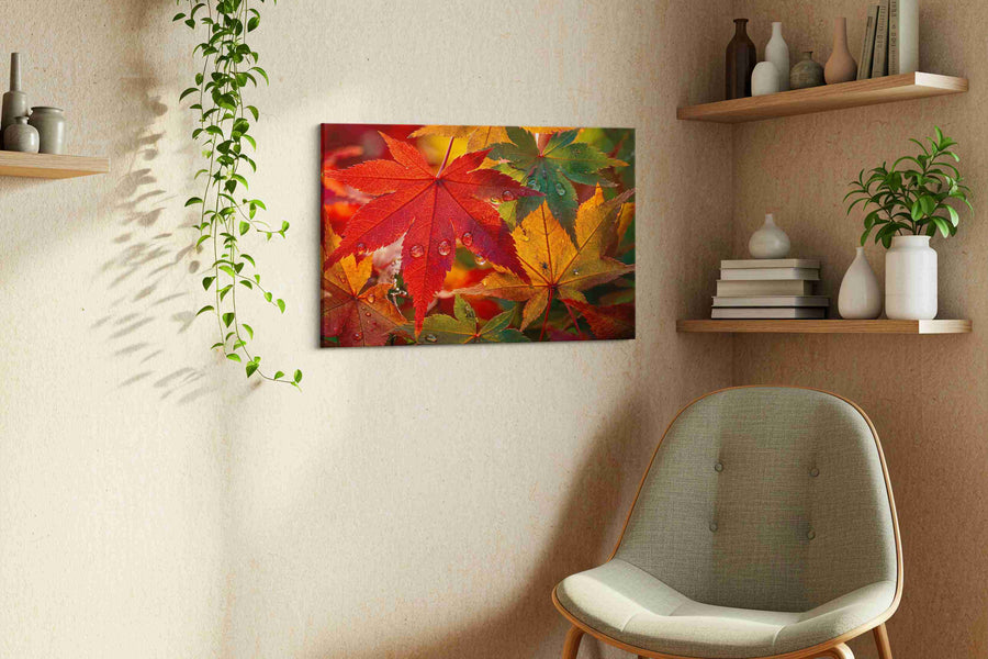 Autumn's Jewel Leaves leaves canvas print styled in a living room